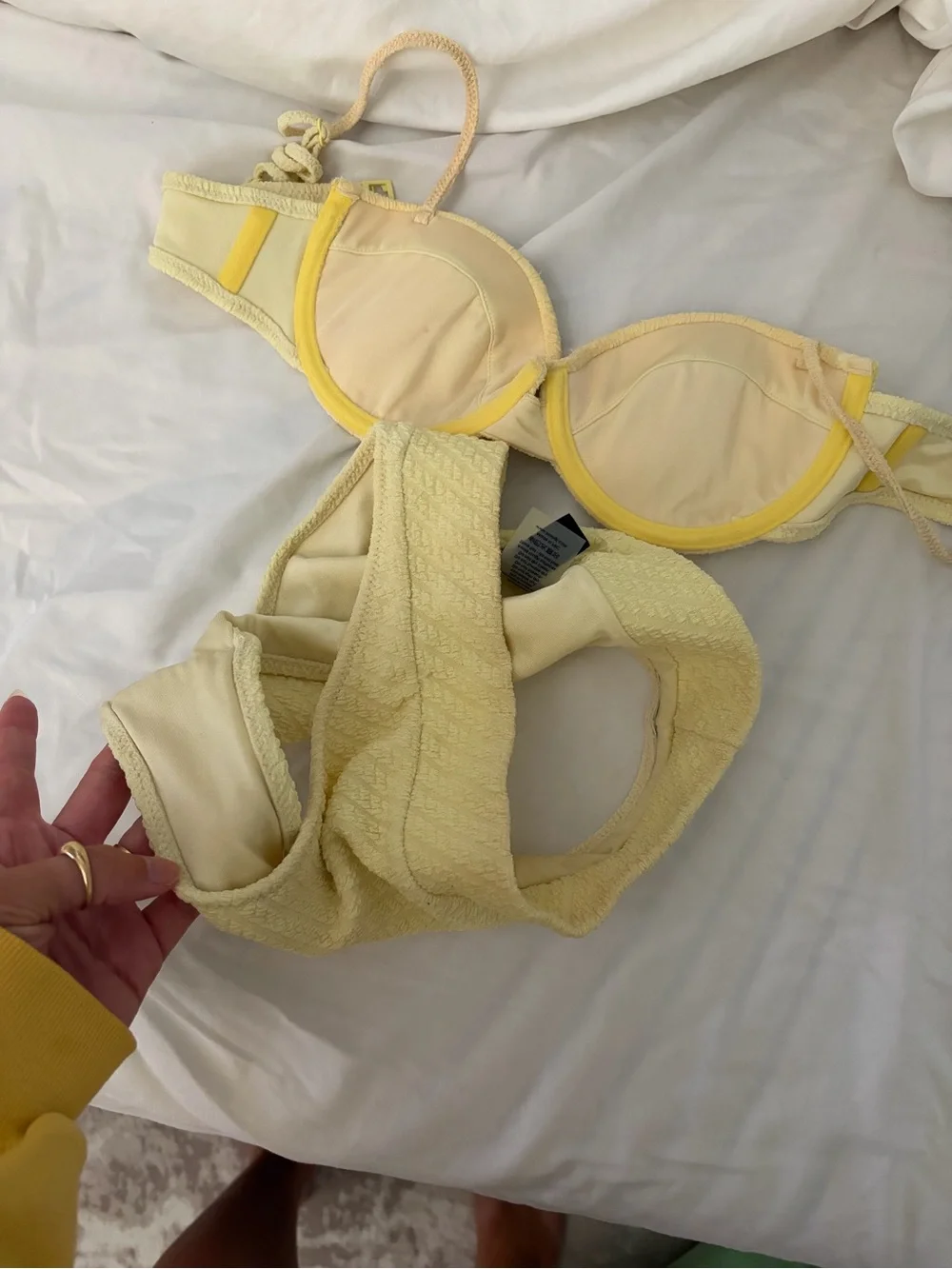 triangl swimwear Textured Pale Yellow Bikini Set